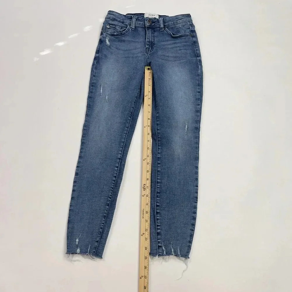 PISTOLA Women’s Arielle Skinny Jeans Scissor Cut Raw Hem Light Wash deni… - Picture 6 of 13